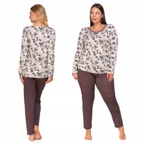 Piżama Damska Delikatna Koronka Kwiaty Wiskoza Długi Rękaw Spodnie MORAJ S