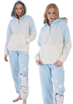 Piżama Damska Dres Vienetta polarowy zimowy z kieszeniami L 40 bluza suwak - Vienetta