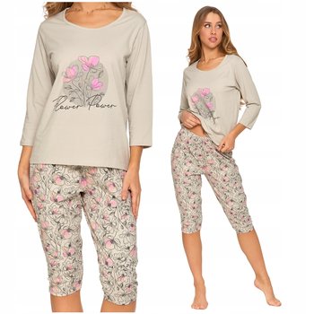 PIŻAMA DAMSKA DWUCZĘŚCIOWA MORAJ W KWIATY RĘKAW I SPODNIE 3/4 KWIATY - M - Moraj