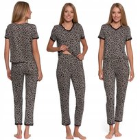 PIŻAMA DAMSKA DWUCZĘŚCIOWA W PANTERKĘ DŁUGIE SPODNIE WISKOZA MORAJ L PATT 1