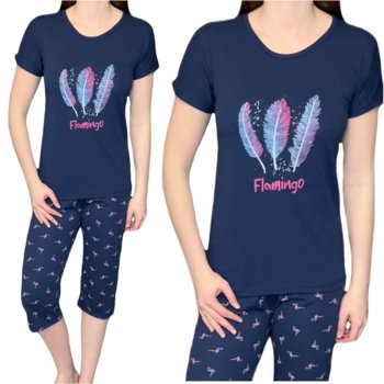 Piżama damska granatowa spodnie 3/4  flamingi XXL - ENEMI