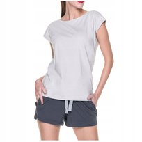 Piżama Damska Krótki Rękaw Spodenki Z Kieszeniami Light Dreamy Szary L