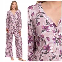 Piżama Damska Rozpinana Długi Rękaw Spodnie z Szerokimi Nogawkami M MORAJ