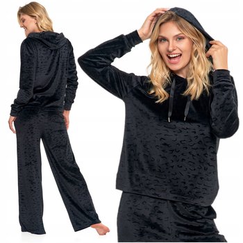 PIŻAMA DAMSKA Welurowa Odzież Domowa Wygodna Panterka z Kapturem MORAJ L - Moraj