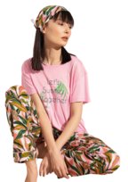Piżama Damska wiskoza krótki rękaw XL kwiaty