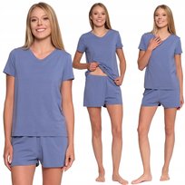 Piżama Damska Z Krótkim Rękawem I Spodenkami Bawełniana Moraj L Blue