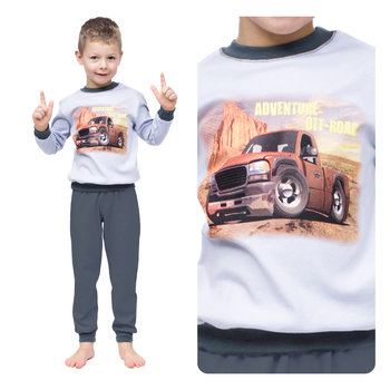 Piżama Dla Chłopca Dwuczęściowa Długi Rękaw Ciepła Gruba Bawełna 100% Z Nadrukiem Ciężarówką 110 - Inna marka