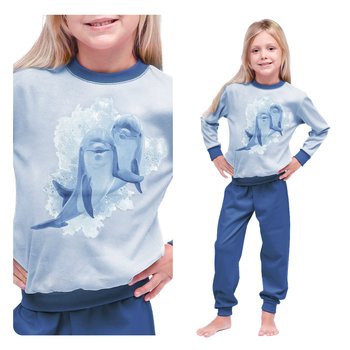Piżama Dla Dzieci, Dziewczynki Na Długi Rękaw, Dwuczęściowa, Bawełniana Certyfikat, Delfinki 116 - Inna marka