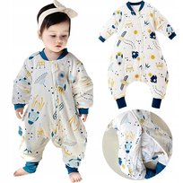 PIŻAMA DLA DZIECI PAJACYK DO SPANIA SWADDLE UP ŚPIWOREK ROZPINANY BAWEŁNA 70