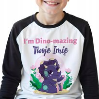 PIŻAMA DZIECIĘCA Czarna Rozmiar 122 cm Personalizwoane DINO - MAZING Wzory