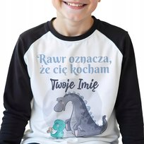PIŻAMA DZIECIĘCA Czarna Rozmiar 152 cm Personalizwoane RAWR OZNACZA Wzory