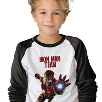 Piżama Dziecięca Czarno-Biała IRON MAN TEAM Superbohaterowie Wzory - 158 cm