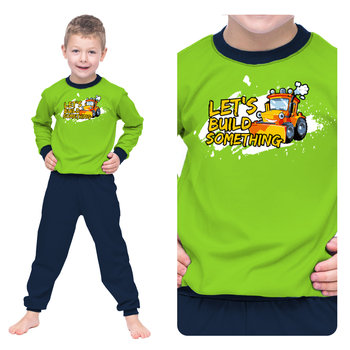 Piżama Dziecięca Dla Chłopca Zielona Ciepła Długi Rękaw Bawełna 100 % Z Koparką 116 - Inna marka