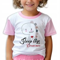 Piżama Dziecięca Miękka SLEEP LESS DREAM MORE Słodkie Wzory Różowy 122cm