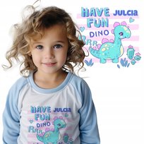 Piżama Dziecięca Niebieska HAVE FUN DINO Twoje Imię Wzory 92