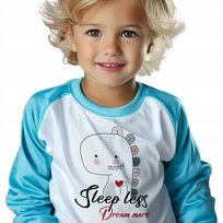 Piżama Dziecięca Turkusowa SLEEP LESS DREAM MORE Słodkie Wzory - 122 cm