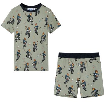 Piżama dziecięca z krótkimi rękawami, jasne khaki, 116 - vidaXL