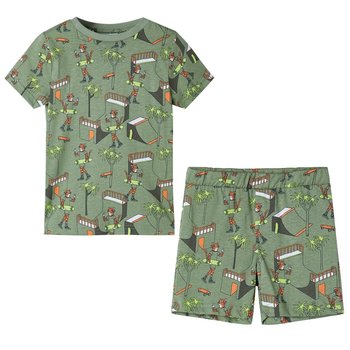 Piżama dziecięca z krótkimi rękawami, khaki, 104 - vidaXL