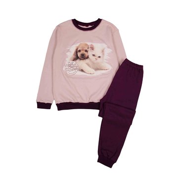 Piżama dziewczęca, różowo-fioletowa, piesek z kotkiem, Tup Tup - Tup Tup