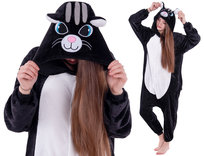 Piżama Kigurumi Onesie Dla Dzieci Czarny Kot, Rozmiar 130
