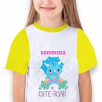 Piżama Komplet Dziecięca Żółta DINO IMIĘ Wzory 98