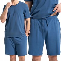 PIŻAMA MĘSKA BAWEŁNIANA DWUCZĘŚCIOWA Z NADRUKIEM WYGODNA MORAJ 3XL NAVY