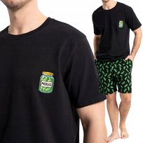 PIŻAMA MĘSKA BAWEŁNIANA KRÓTKI RĘKAW MOTYW OGÓRKÓW WYGODNA MORAJ XXL BLACK