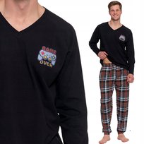 Piżama Męska Bawełniana Pad Do Konsoli Długi Rękaw I Spodnie Moraj Xl Black