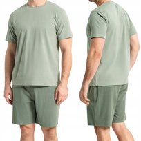 PIŻAMA MĘSKA BAWEŁNIANA Z KRÓTKIM RĘKAWEM GŁADKA WYGODNA MORAJ XL GREEN