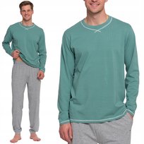 Piżama Męska Bawełniana Z Przeszyciami Długi Rękaw I Spodnie Moraj Xxl Green