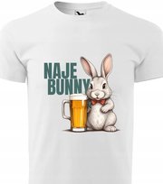 Piżama Męska Biała Koszulka + Szare Spodenki NAJEBUNNY Wzory Rozmiar M