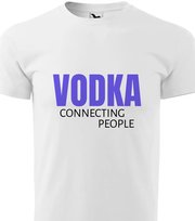 Piżama Męska Biała Koszulka + Szare Spodenki VODKA CONNECTING PEOPLE Wz - L