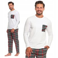 Piżama Męska Długa Spodnie W Kratę Prezent Na Święta Klasyczna Moraj Xl