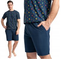 Piżama Męska Dwuczęściowa Bawełniana z Motywem Gier GRANATOWYr MORAJ - XL