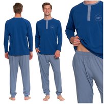 Piżama Męska Dwuczęściowa Długi Rękaw i Spodnie Luźna Wygodna Moraj 3XL