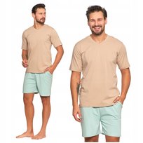 PIŻAMA MĘSKA Dwuczęściowa T-Shirt z Krótkim Rękawem Szorty Gładka MORAJ XL