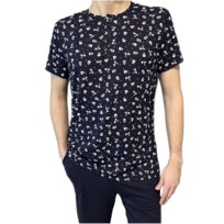 Piżama męska granat 3/4 spodnie nadruk czaszki M Inna marka