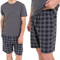 PIŻAMA MĘSKA KRÓTKI RĘKAW REGULOWANE SPODENKI BAWEŁNIANA WYGODNA MORAJ XXL GREY MELANGE Moraj