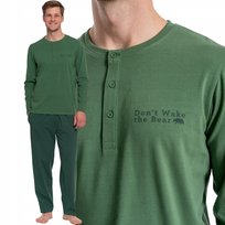Piżama Męska Rozpinana Bawełniana Z Długim Rękawem Super Nadruk Moraj 4Xl Green