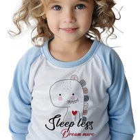Piżama Niebieska Dziecięca SLEEP LESS DREAM MORE Urocze Wzory Rozm 104 cm