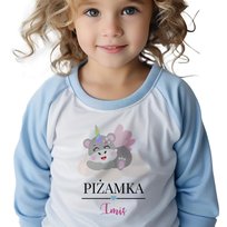 PIŻAMA NIEBIESKA Dziecięca Wyprawka Prezent ANIMAL Hipopotam IMIĘ Wzory 98