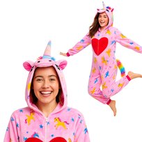 Piżama Onesie Kigurumi Kostium Jednorożec Serce S: 145-155cm