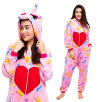 Piżama Onesie Kigurumi Kostium Jednorożec Serce XL: 175-185cm