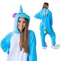 Piżama Onesie Kigurumi Kostium Niebieski Jednorożec M: 155 - 165cm