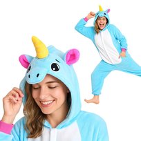 Piżama Onesie Kigurumi Kostium Niebieski Jednorożec XL: 175 - 185cm