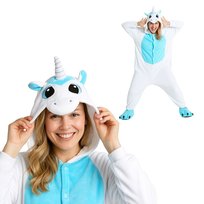 Piżama Onesie Kigurumi Kostium Przebranie Biały Jednorożec S: 145-155cm