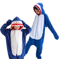 Piżama Onesie Kigurumi Kostium Przebranie Ciemno Niebieski Rekin Dzieci 125 - 135cm