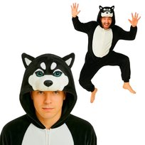 Piżama Onesie Kigurumi Kostium Przebranie Czarny Husky S: 145 - 155cm