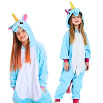 Piżama Onesie Kigurumi Kostium Przebranie Niebieski Jednorożec Dzieci 95 - 105Cm