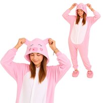 Piżama Onesie Kigurumi Kostium Przebranie Różowa Świnka S: 145 - 155cm